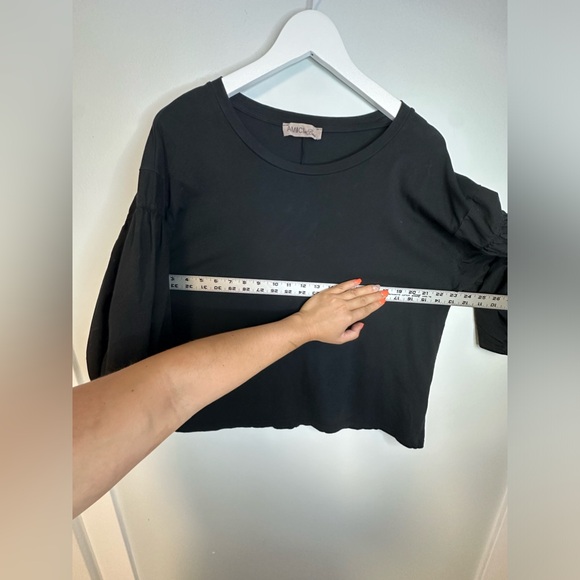 Amici by Baci Cotton Black Puff Ballon Sleeve Made in Italy Top Women’s - Picture 12 of 14